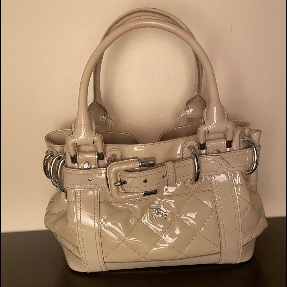 Burberry Prorsum Patent Leather Taupe Handbag